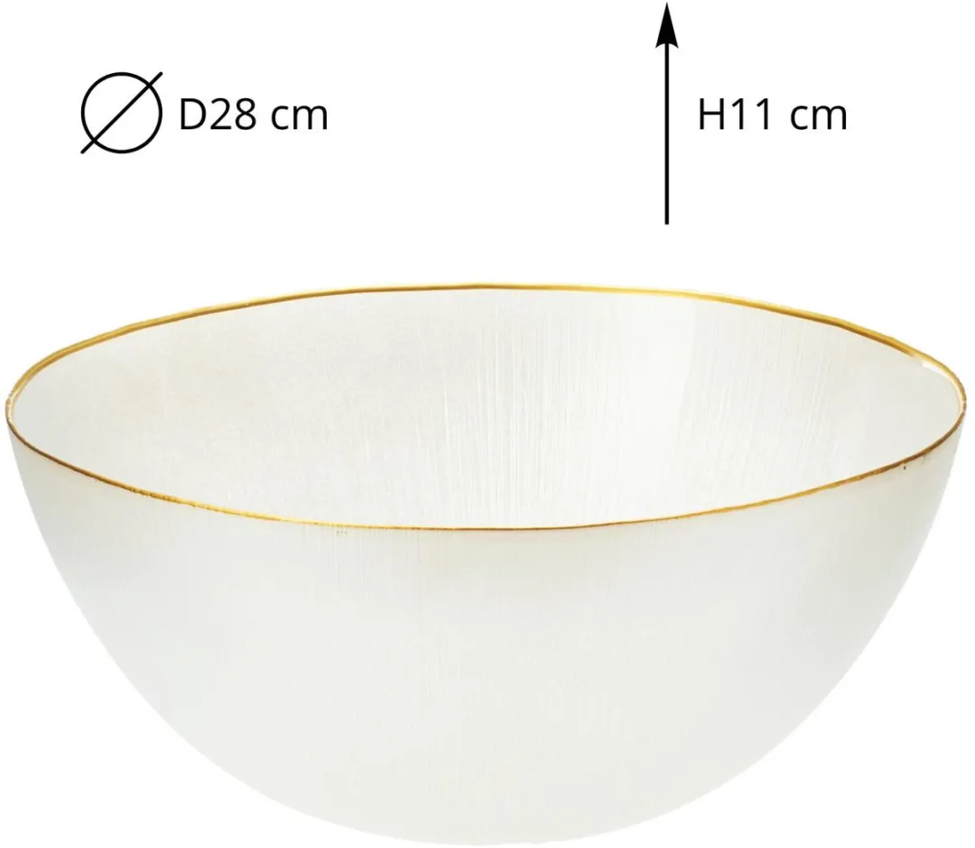 Excellent Houseware Serveerschaal Rome D28xH11cm - Wit met gouden rand