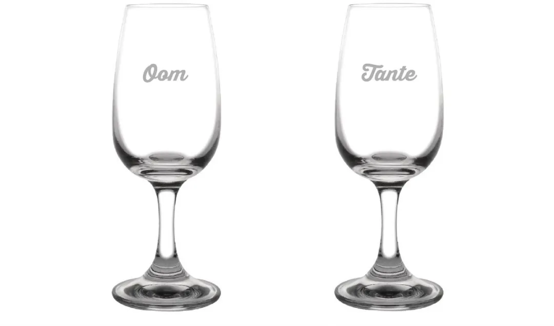 Olympia Gegraveerd Portglas Tante & Oom 12cl - Transparant