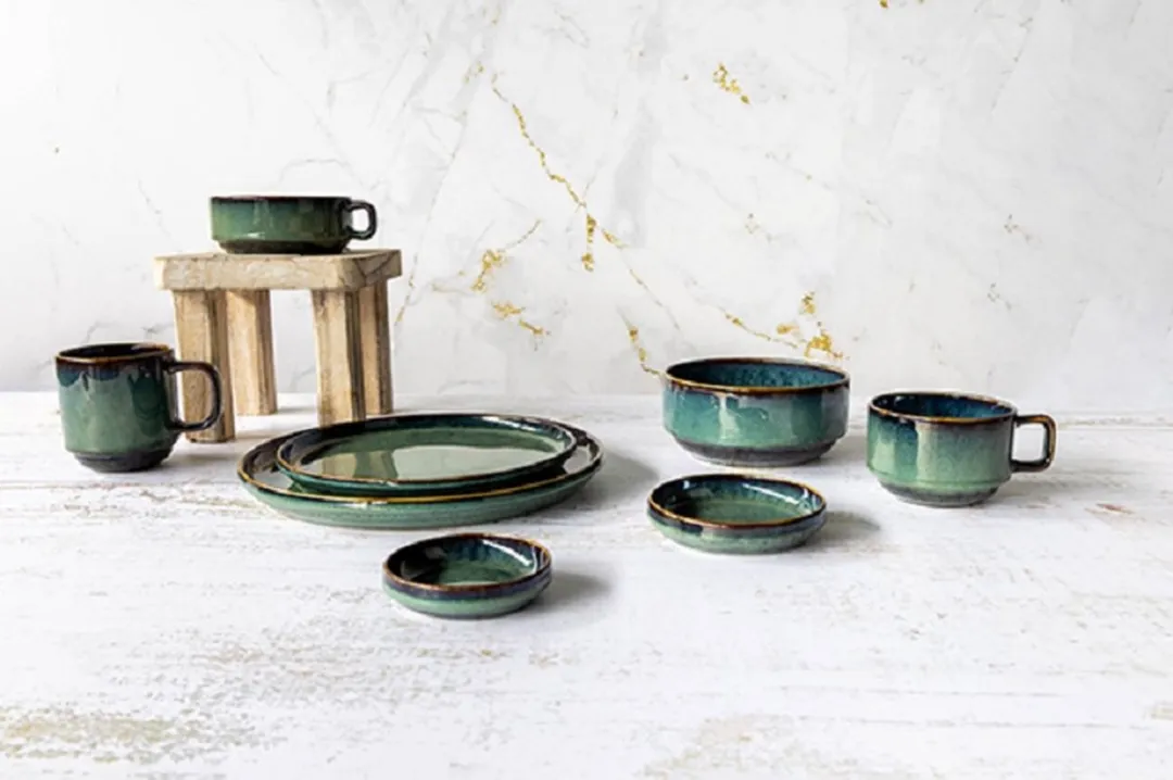 Cosy&Trendy Jade Kommen Set - 4 Stuks 15cm Donkergroen