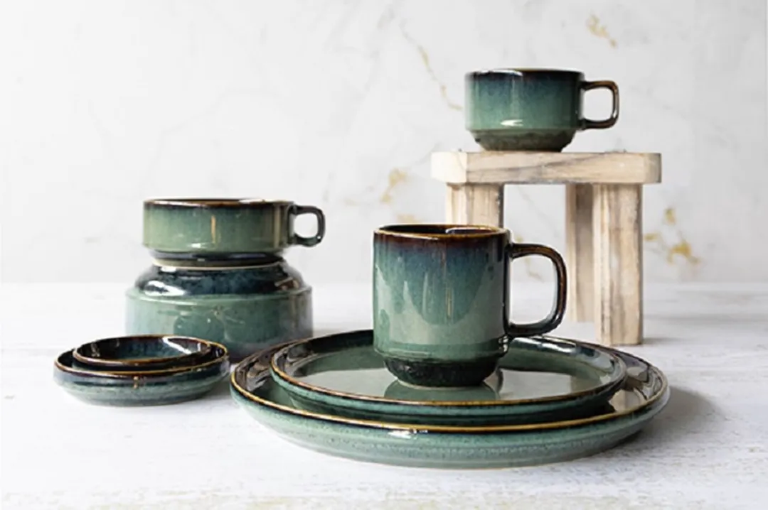 Cosy&Trendy Jade Kommen Set - 4 Stuks 15cm Donkergroen