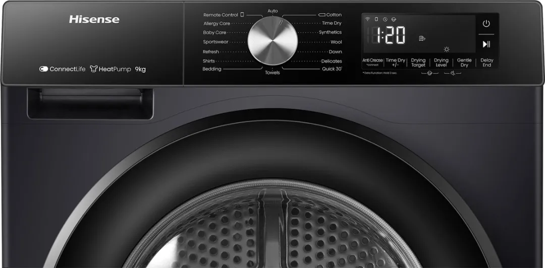 Hisense 3S DH3S902BB3 Warmtepompdroger 9kg - Zwart