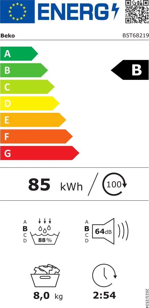 Beko B5T68219 Warmtepompdroger 8 kg - Wit