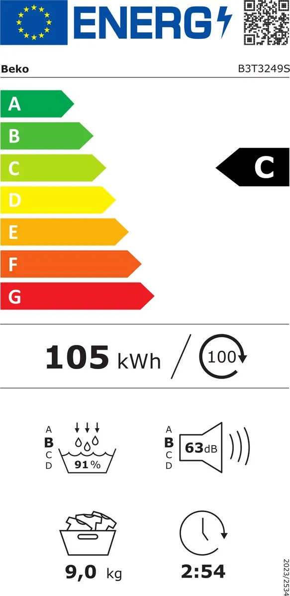 Beko B3T3249S Warmtepompdroger 9 kg - Wit