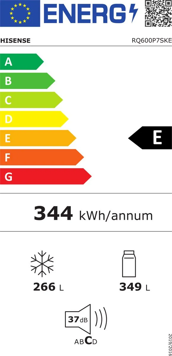 Hisense RQ600P7SKE Amerikaanse Koelkast 615L - Zwart