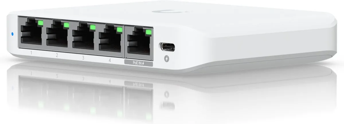 Ubiquiti UniFi USW-FLEX-2.5G-5 Netwerkswitch - 5 Poorten - Managed - PoE