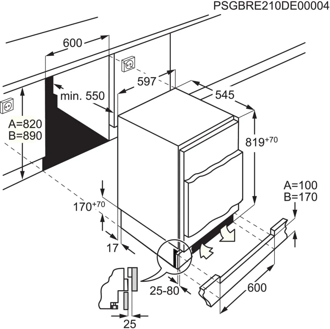 AEG OSF6I82EF Combi-koelkast Onderbouw 111L