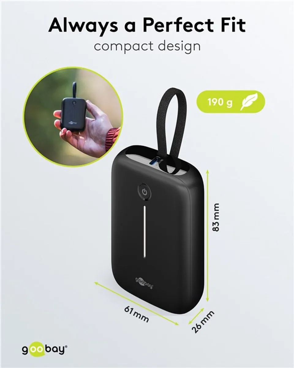 Goobay 76251 Powerbank 10.000mAh - 2x USB-C PD 20W + USB-A QC - Zwart