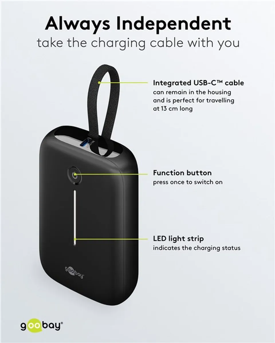 Goobay 76251 Powerbank 10.000mAh - 2x USB-C PD 20W + USB-A QC - Zwart