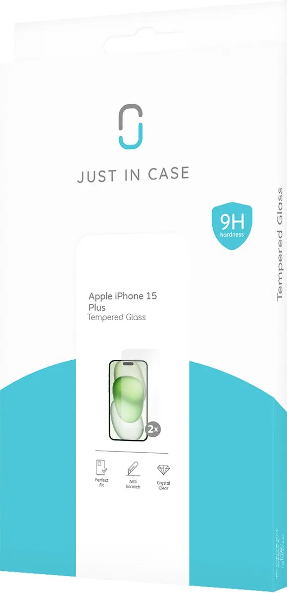 Just in Case iPhone 15 Plus Schermbeschermer