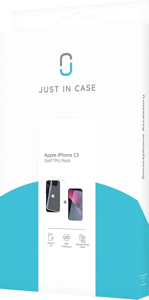 Just in Case iPhone 13 Soft TPU Hoesje + Tempered Glas - Transparant