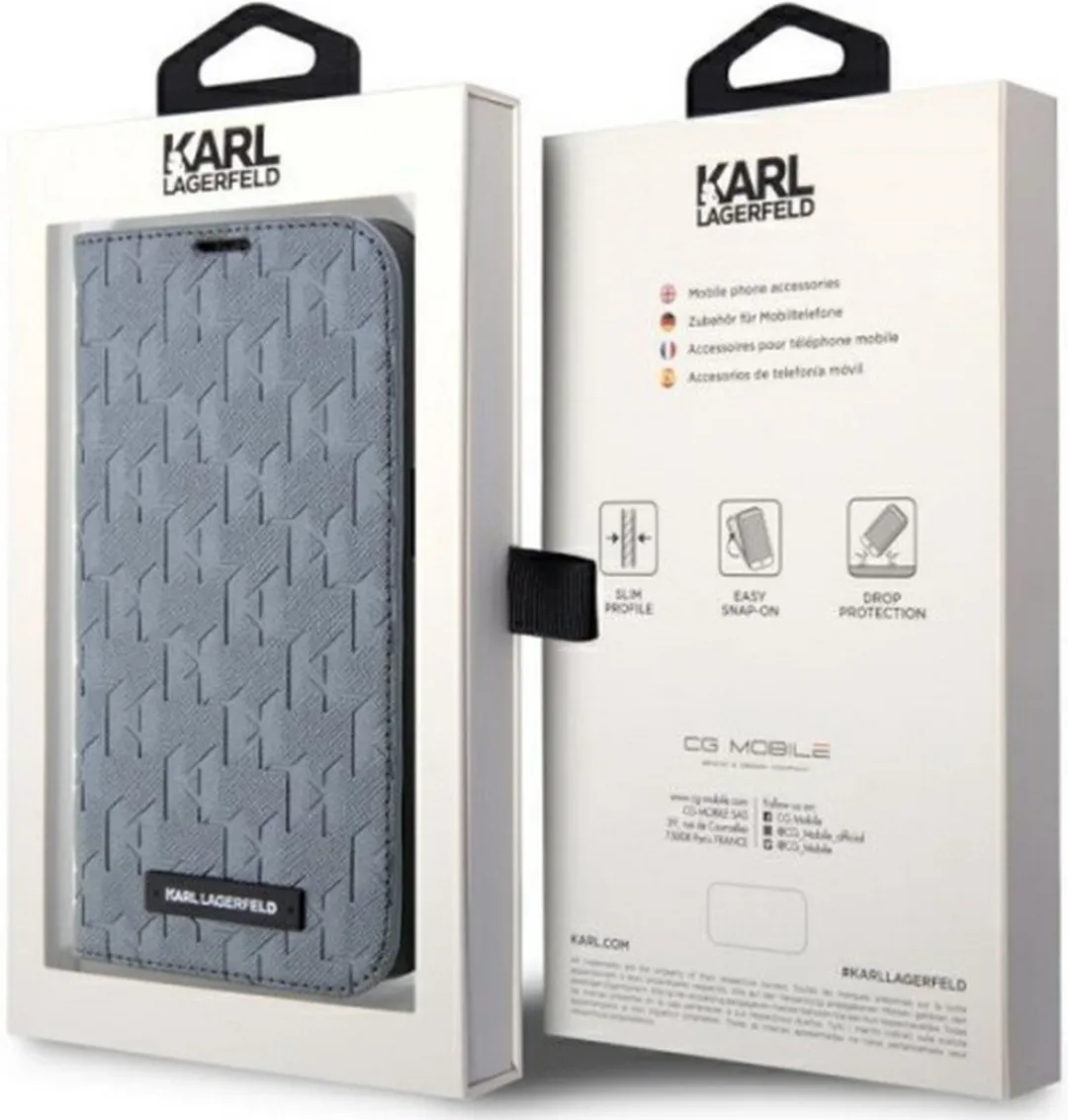 Karl Lagerfeld Saffiano Book Case - iPhone 14 Grijs