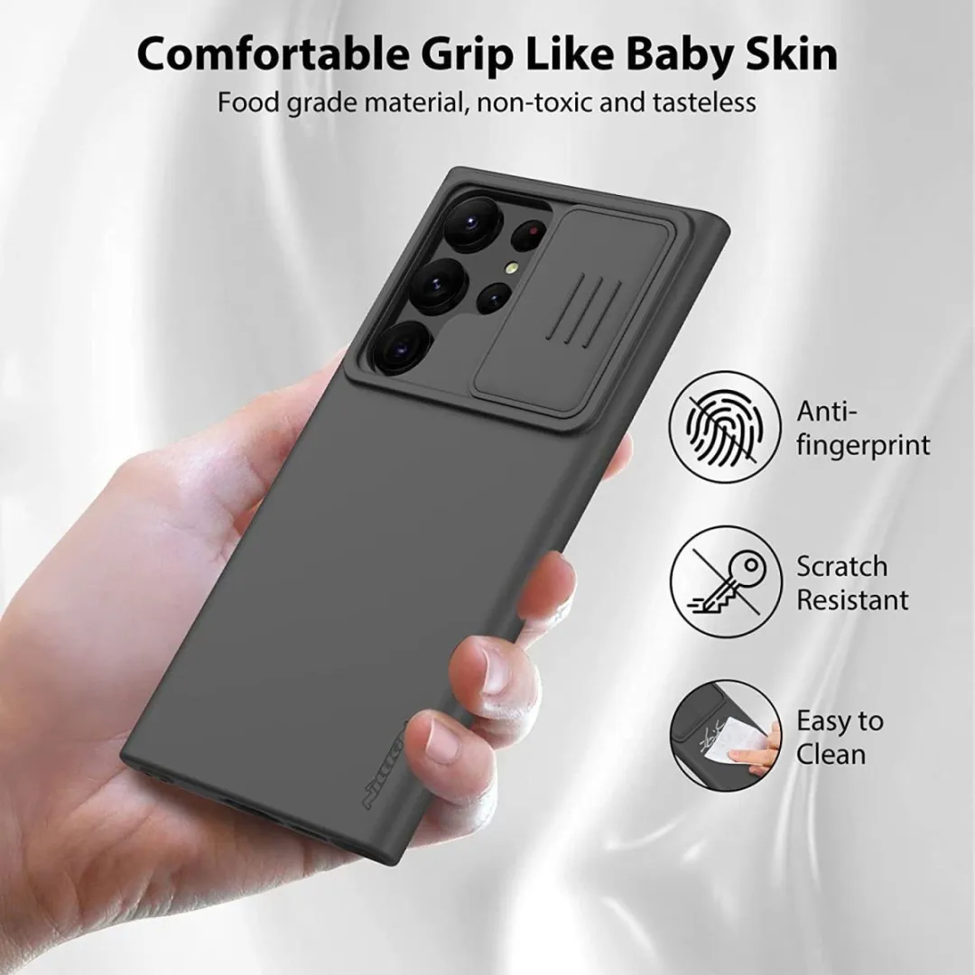Nillkin CamShield Siliconen Hoesje Samsung Galaxy S23 Ultra - Zwart