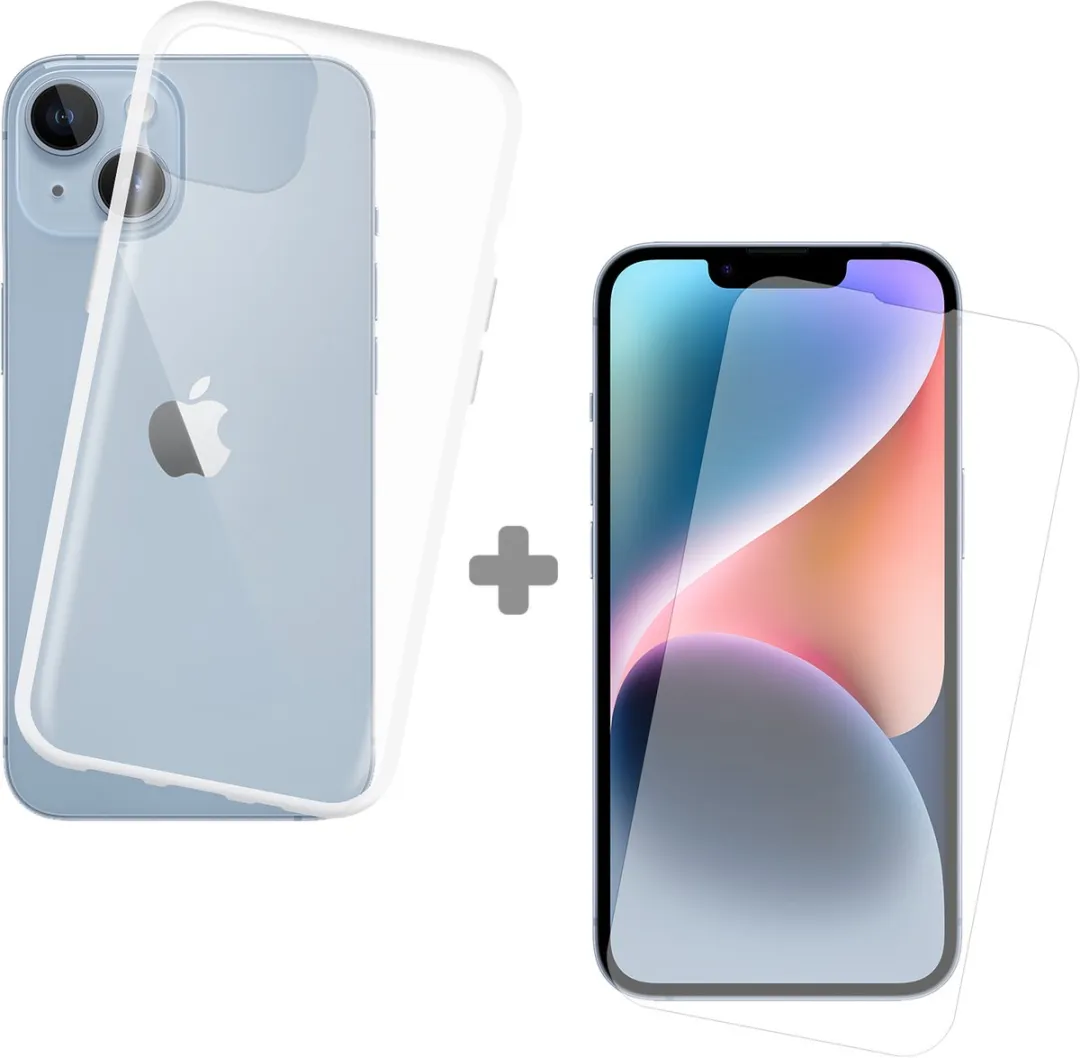 Just in Case iPhone 14 Soft TPU Hoesje + Tempered Glas