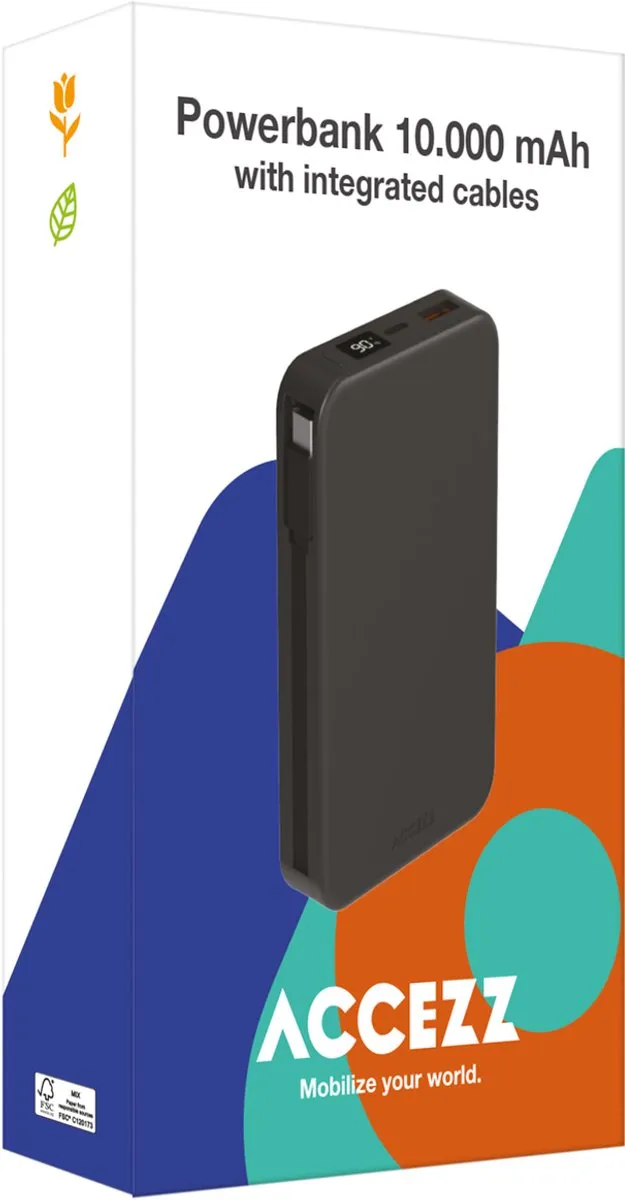 Accezz Powerbank 10000mAh SH00069595 - 2x Smartphone - 20W - Zwart