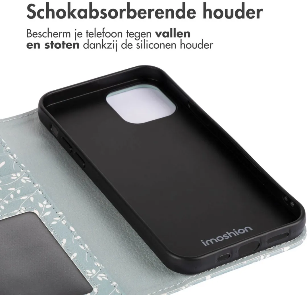 Imoshion iPhone 15 Hoesje Smoke Green Flowers - 3 Pasjes