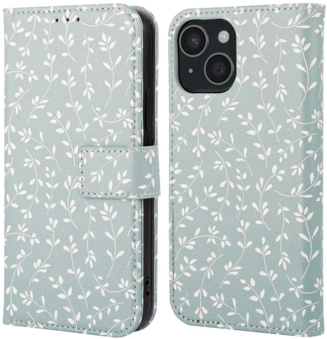 Imoshion iPhone 15 Hoesje Smoke Green Flowers
