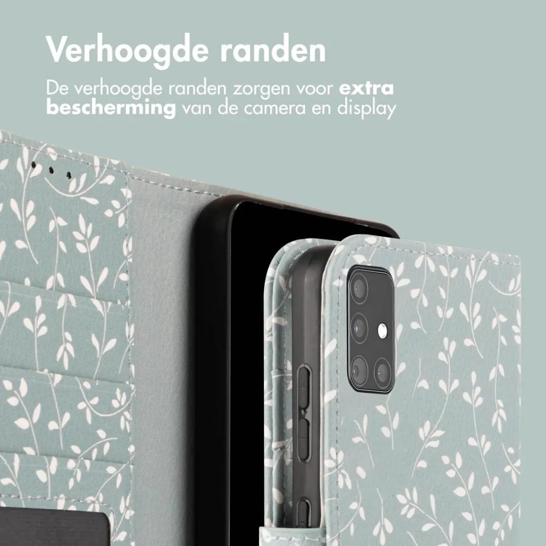 Imoshion Samsung Galaxy A51 Hoesje Smoke Green Flowers - 3 Pasjes