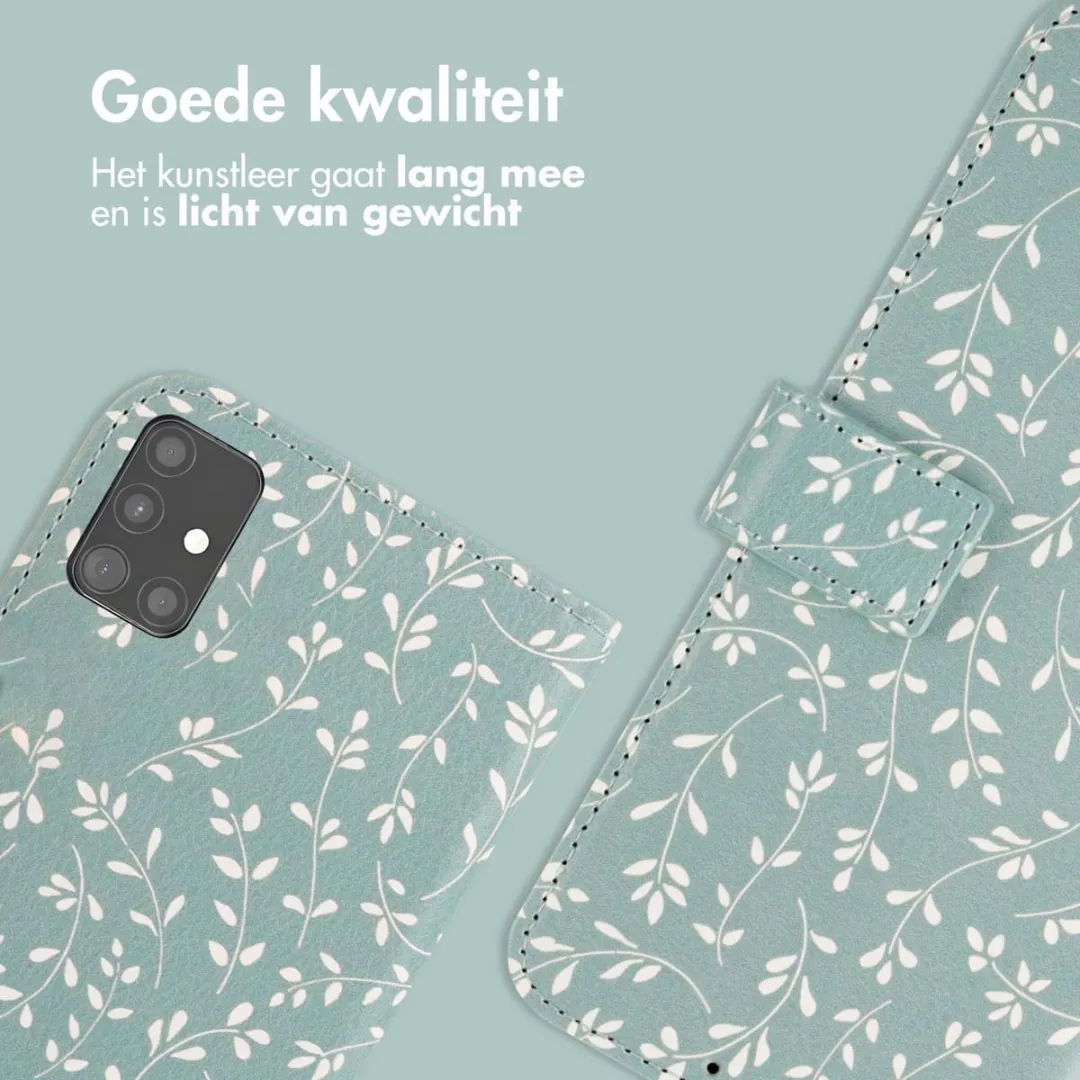 Imoshion Samsung Galaxy A51 Hoesje Smoke Green Flowers - 3 Pasjes