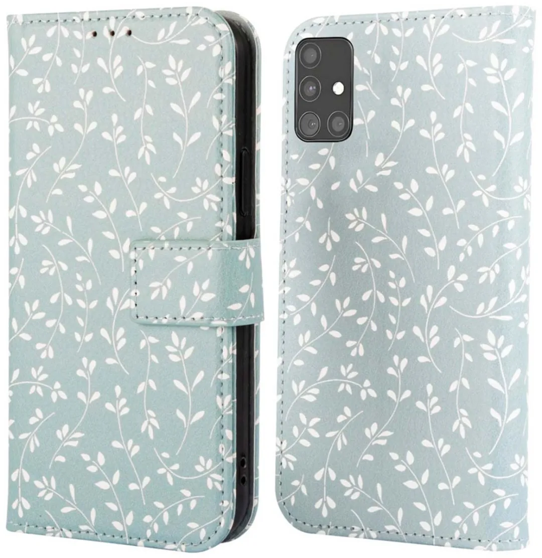 Imoshion Samsung Galaxy A51 Hoesje Smoke Green Flowers - 3 Pasjes
