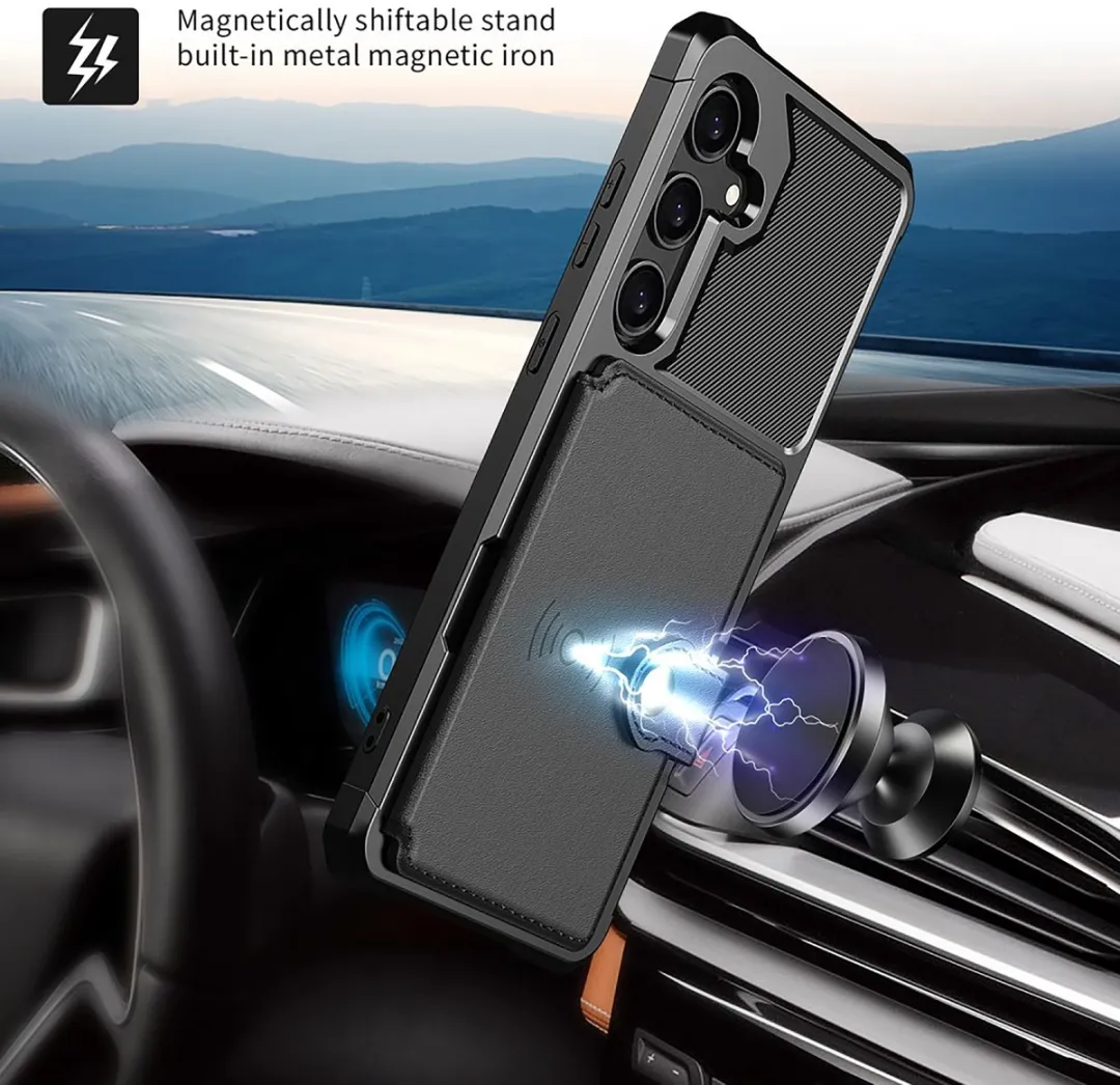 Just in Case Hoesje Samsung Galaxy S24 - Magnetische Kaarthouder 3 Stuks - Zwart