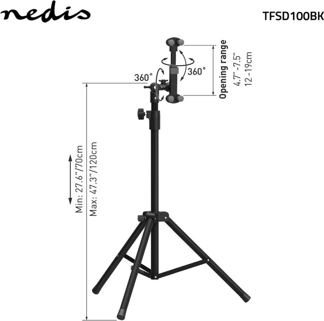 Nedis Tablethouder TFSD100BK - 12" - Universeel - Zwart