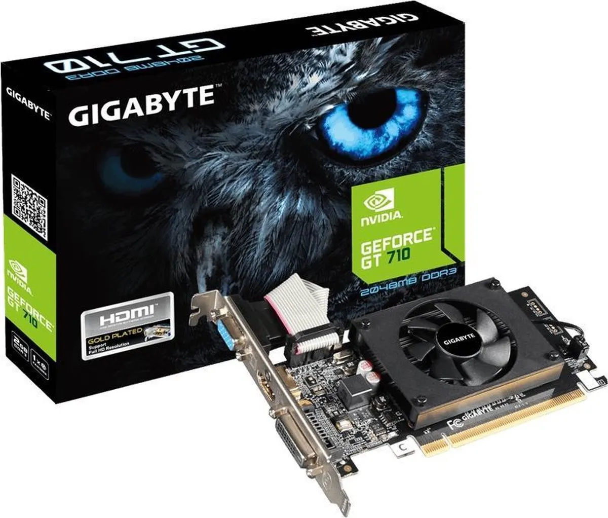 Gigabyte GV-N710D3-2GL Videokaart GT 710 2GB - Zwart
