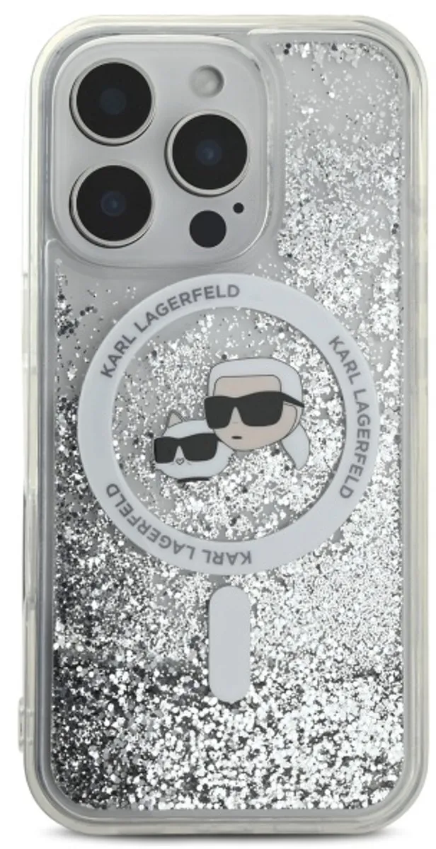 Karl Lagerfeld Liquid Glitter Hoesje iPhone 16 Pro Max - Transparant