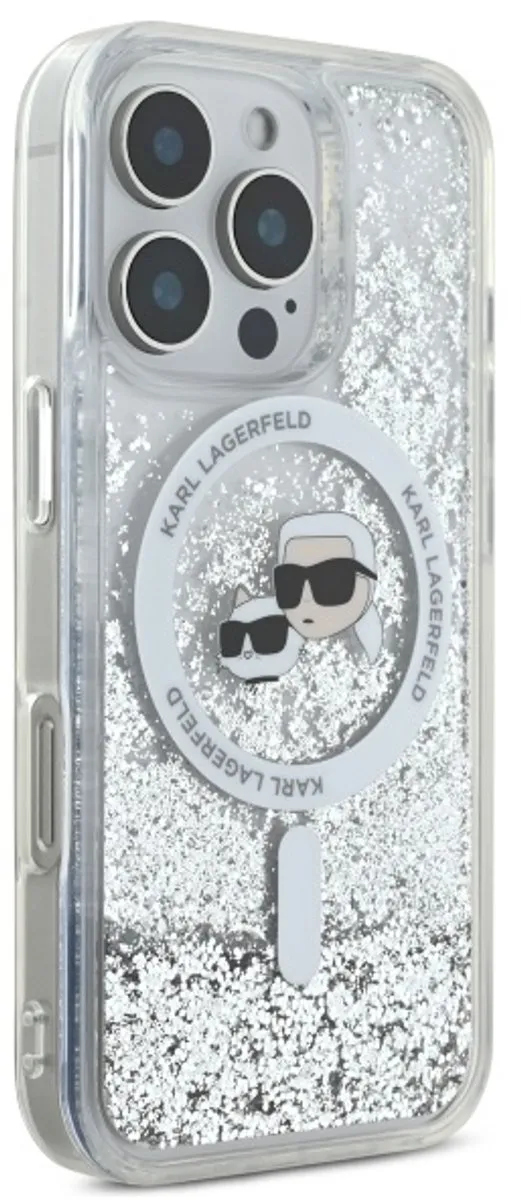 Karl Lagerfeld Liquid Glitter Hoesje iPhone 16 Pro Max - Transparant