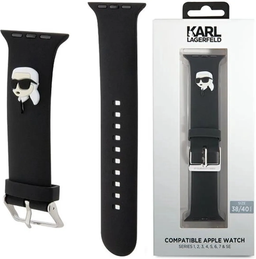 Karl Lagerfeld 3D Rubberen Hoofdband Apple Watch 38/40/41mm - Zwart - afbeelding 6 van 6