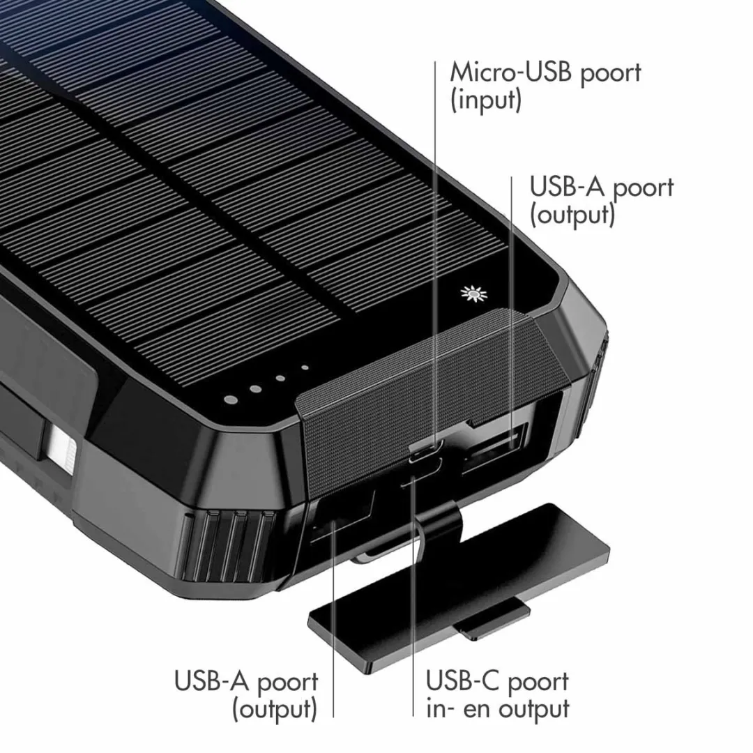 Imoshion SH00058911 Solar Powerbank 30.000mAh - Zwart - afbeelding 6 van 6