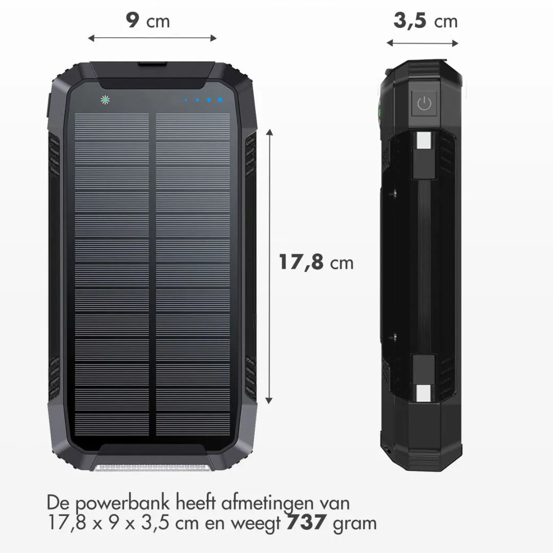 Imoshion SH00058911 Solar Powerbank 30.000mAh - Zwart