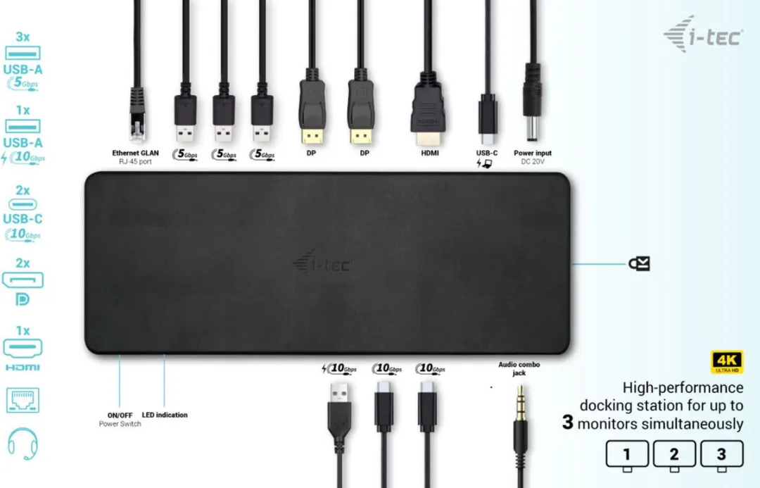 I-tec C31TRIPLEDOCKPDPRO2IT Laptopdock - USB 3.2 Gen 1 - Zwart