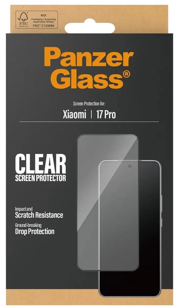 PanzerGlass Ultra-Wide Screenprotector Xiaomi 17 Pro - Antibacterieel