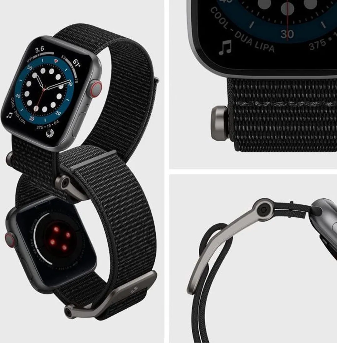 Spigen Durapro Flex Bandje - Apple Watch 42/44/45/49mm - Zwart