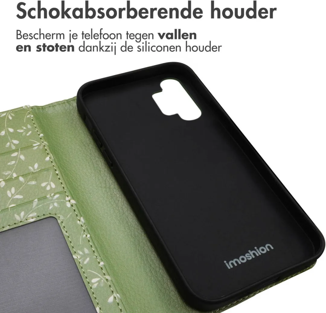 Imoshion Galaxy A32 5G Hoesje Green Flowers - 3 Pasjes - afbeelding 6 van 6