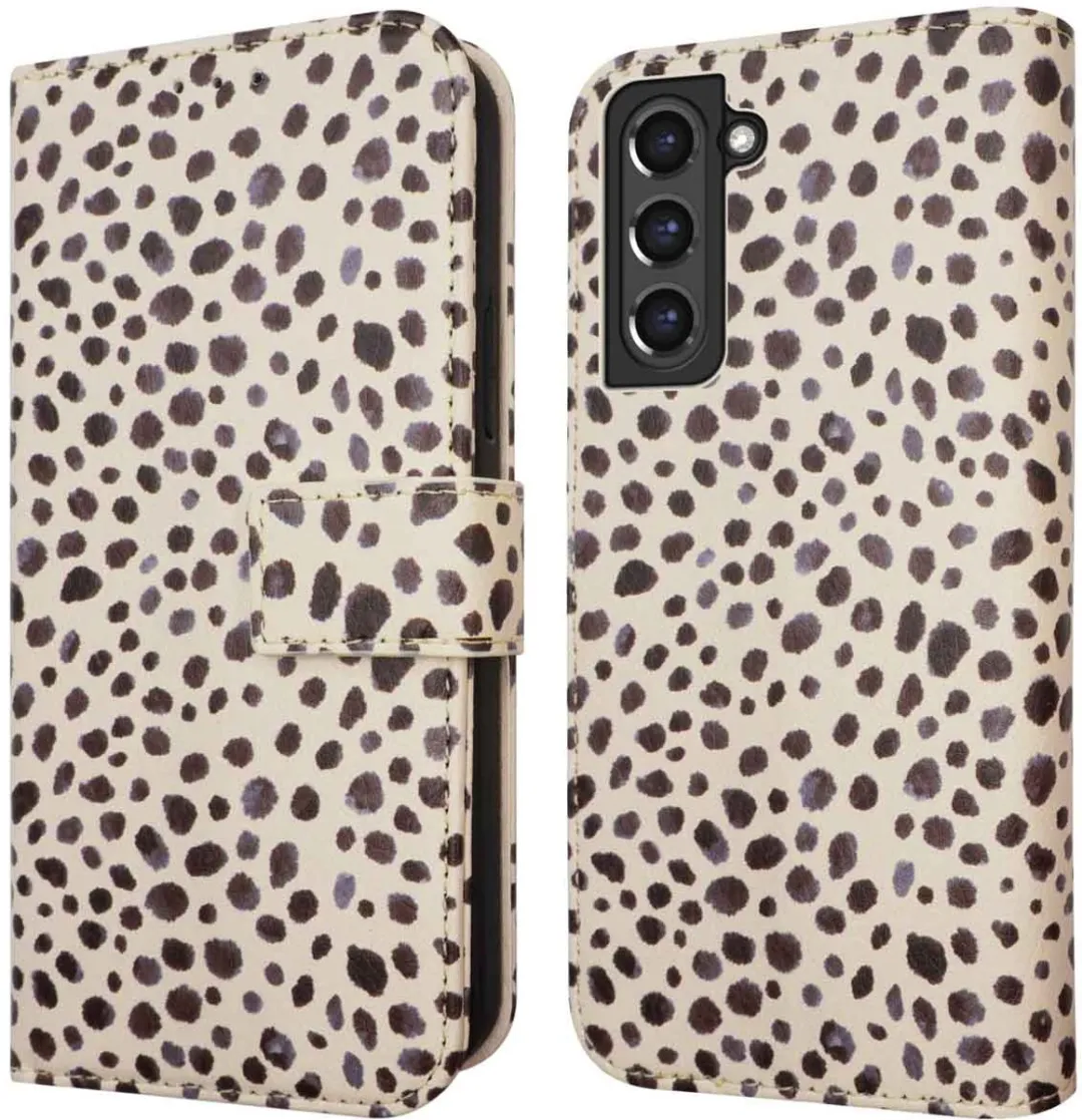 Imoshion Samsung Galaxy S21 FE Hoesje - 3 Pasjes - Black And White Dots