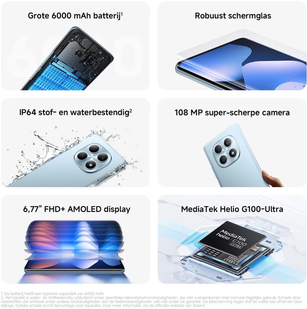 Xiaomi Redmi Note 15 Smartphone 128GB - Ijsblauw - afbeelding 6 van 6