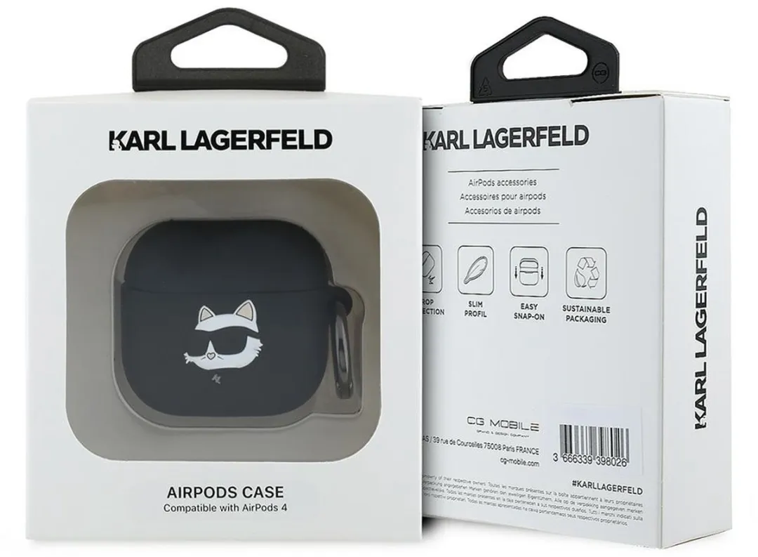 Karl Lagerfeld AirPods 4 Hoesje 3D Choupette Zwart - Transparent