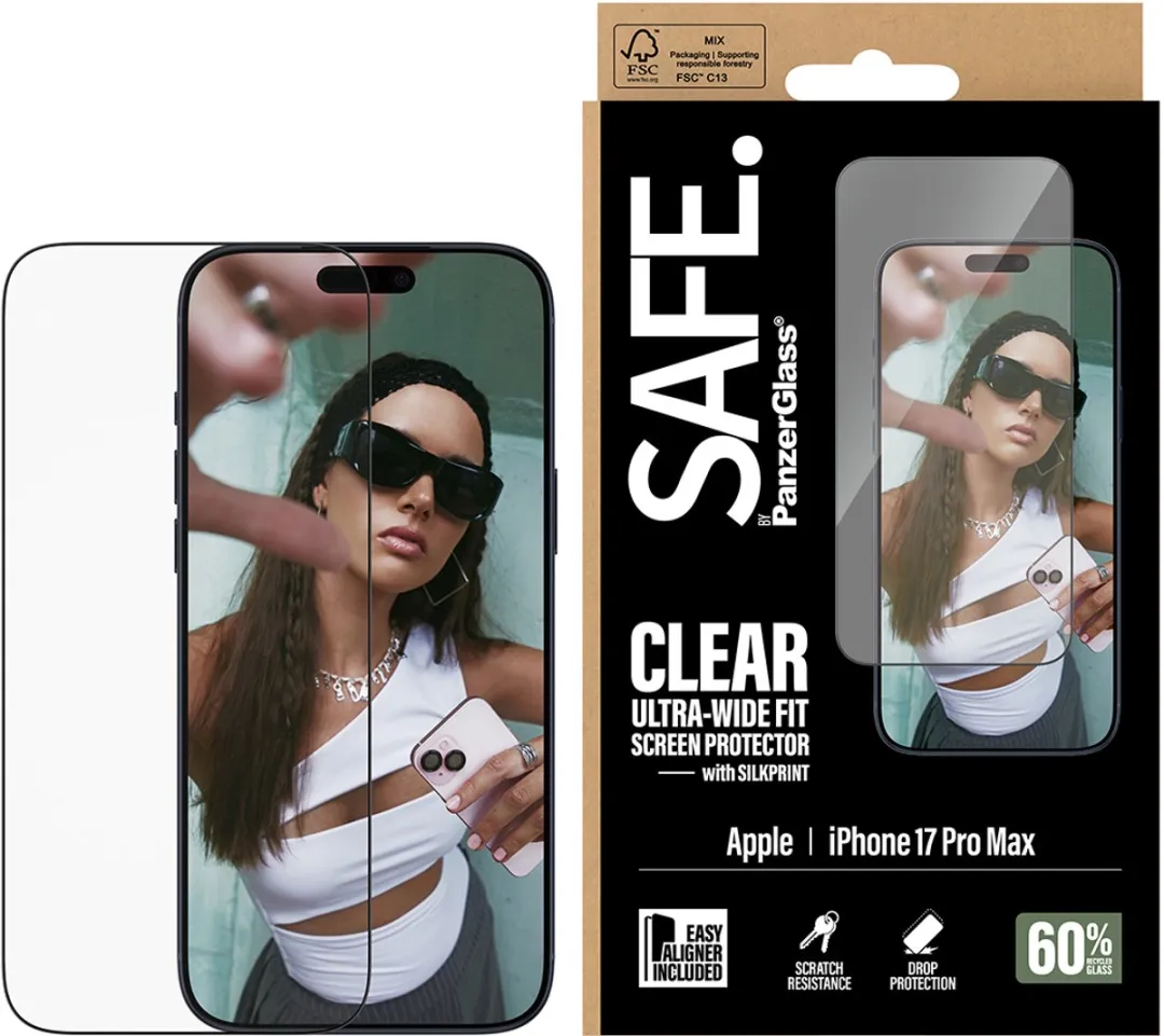 PanzerGlass SAFE. iPhone 17 Pro Max Schermbeschermer - Doorzichtig - Black Frame