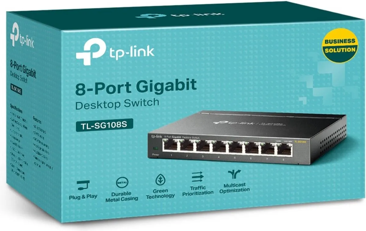 TP-Link TL-SG108S 8-Poorts Unmanaged Switch - Zwart