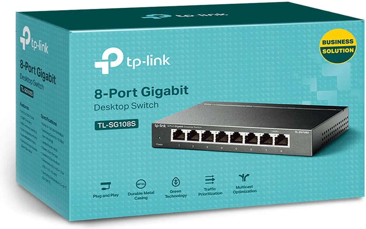 TP-Link TL-SG108S 8-Poorts Unmanaged Switch - Zwart