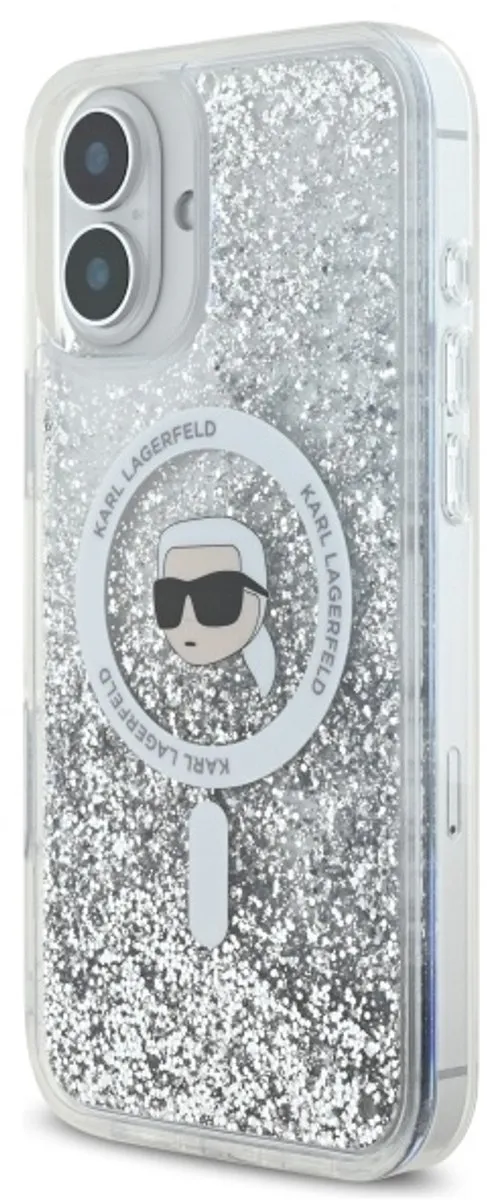 Karl Lagerfeld Liquid Glitter iPhone 16 Plus Hoesje - MagSafe - Transparant - afbeelding 6 van 6
