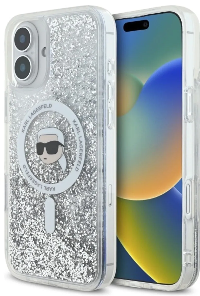 Karl Lagerfeld Liquid Glitter iPhone 16 Plus Hoesje