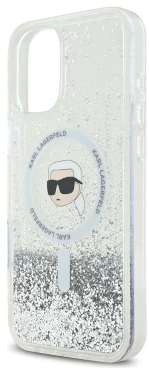 Karl Lagerfeld Liquid Glitter iPhone 16 Plus Hoesje - MagSafe - Transparant