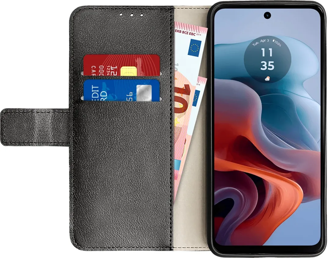 Just in Case Moto G34 Bookcase Classic Hoesje - 2 Pasjes - Zwart