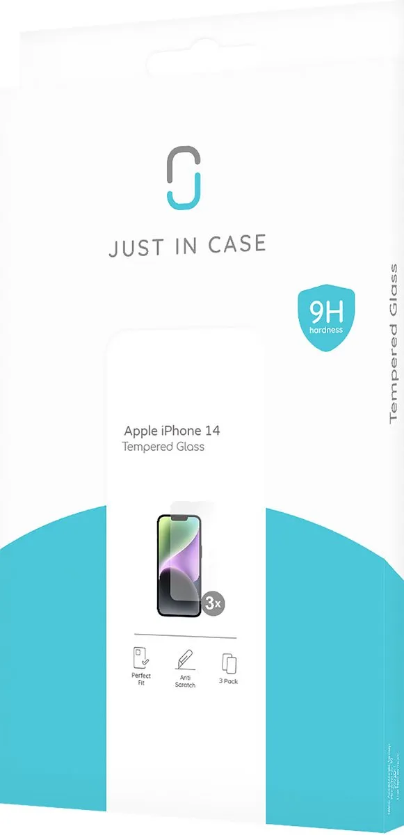 Just in Case Tempered Glas iPhone 14 - 3 Stuks - afbeelding 6 van 6