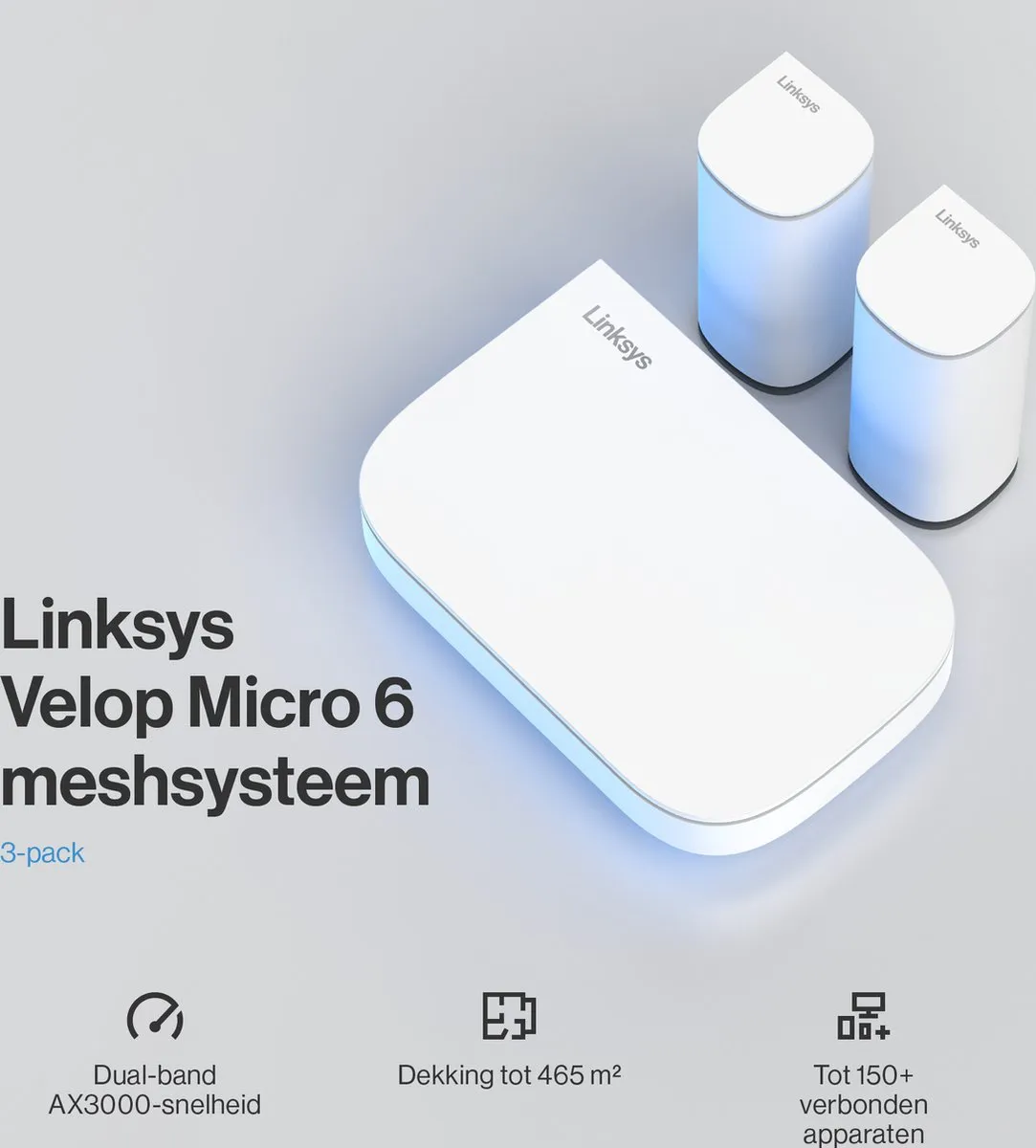Linksys Velop Micro Mesh WiFi 6 Router - 3-pack Wit