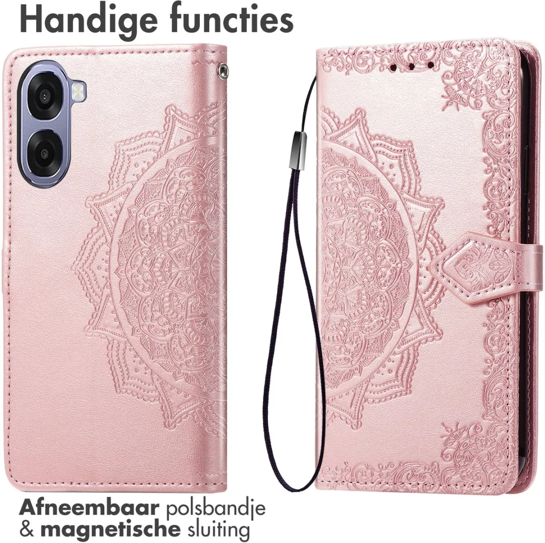 imoshion Hoesje Oppo A6X 5G - Mandala Bookcase - Rosé goud