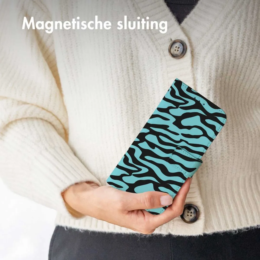 Imoshion Galaxy A52 Hoesje - Black Blue Stripes - 3 Pasjes