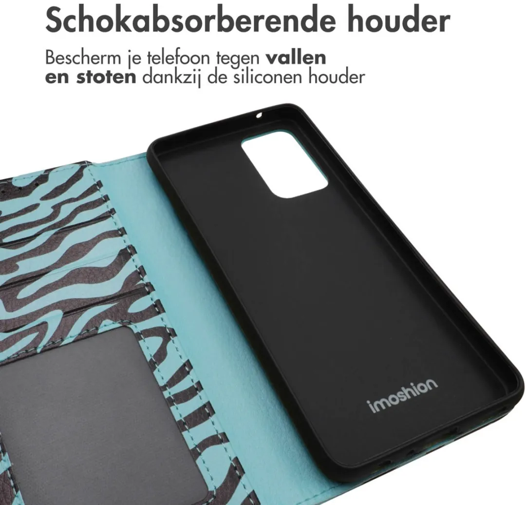 Imoshion Galaxy A52 Hoesje - Black Blue Stripes - 3 Pasjes - afbeelding 6 van 6